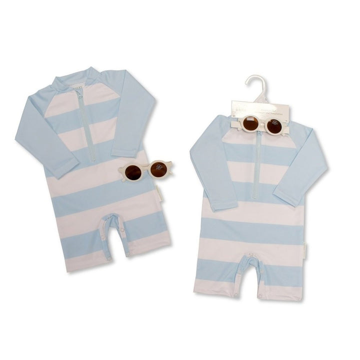 Mabel & Fox - Swimsuit Set - Blue Stripe (2 Pcs)