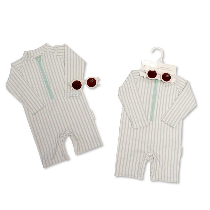 Mabel & Fox - Swimsuit Set - Green Stripe (2 Pcs)