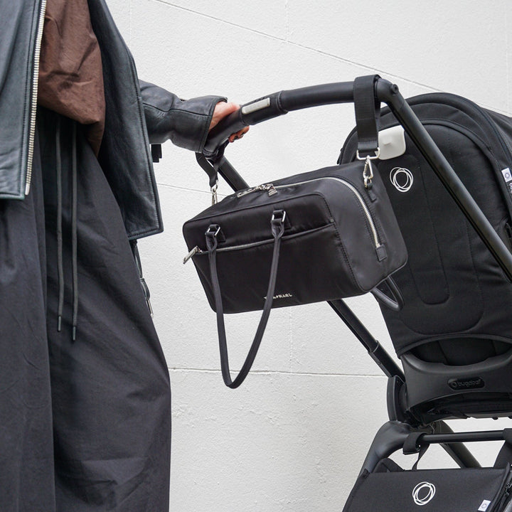 Riley Compact East-West Changing Bag Black Woven - Mabel & Fox