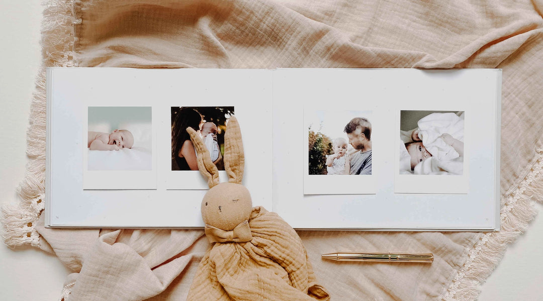 Blush & Gold - Baby Memory Book - Aqua - Mabel & Fox