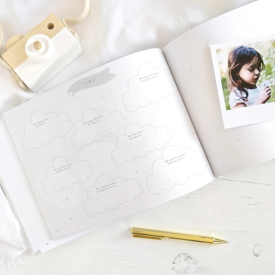 Blush & Gold - Baby Memory Book - Aqua - Mabel & Fox