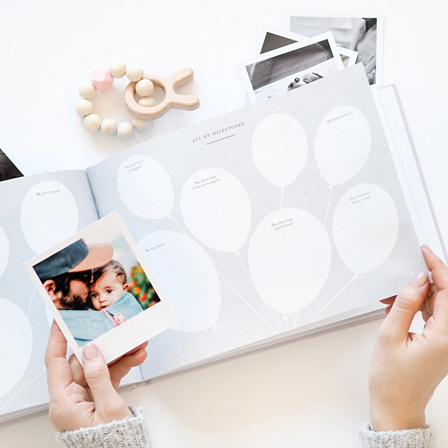 Blush & Gold - Baby Memory Book - Aqua - Mabel & Fox