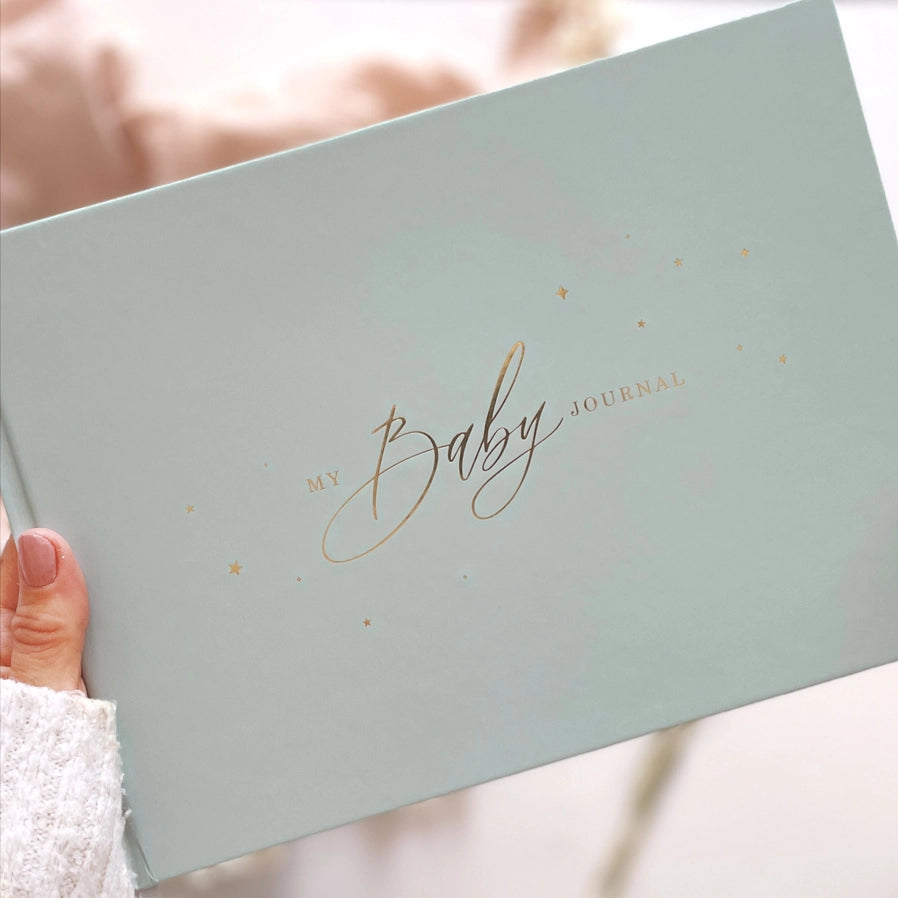 Blush & Gold - Baby Memory Book - Aqua - Mabel & Fox