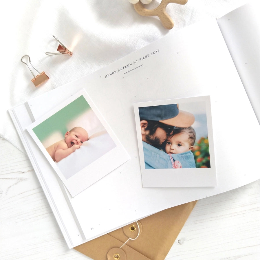 Blush & Gold - Baby Memory Book - Aqua - Mabel & Fox