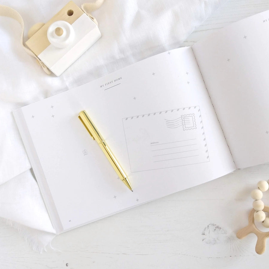 Blush & Gold - Baby Memory Book - Aqua - Mabel & Fox