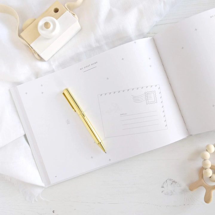 Blush & Gold - Baby Memory Book - Aqua - Mabel & Fox