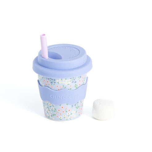 Chino Club – Babychino Cup 4oz (Straws Sold Separately) – Blue Floral - Mabel & Fox