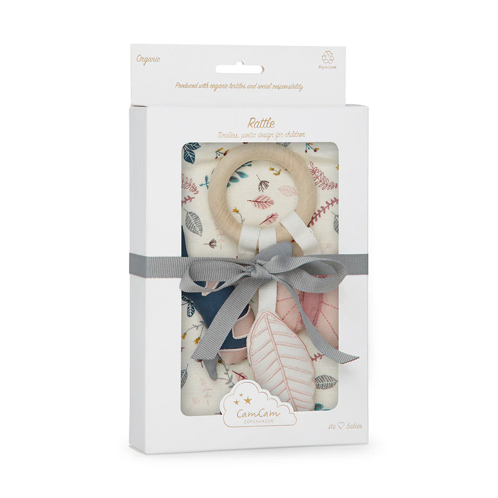 Cam Cam Copenhagen - Gift Box - Muslin Cloth and Activity Ring - Pressed Leaves Rose - Mabel & Fox