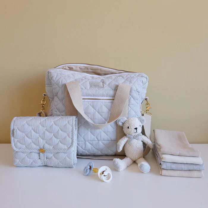 Cam Cam Copenhagen - Medium Changing Bag W/Pram Straps - Classic Stripes Blue - Mabel & Fox