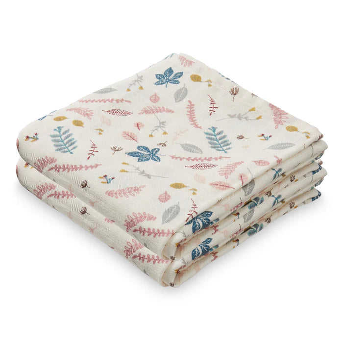 Cam Cam Copenhagen - Muslin Cloth- Pressed Leaves Rose ( 2 Pack) - Mabel & Fox
