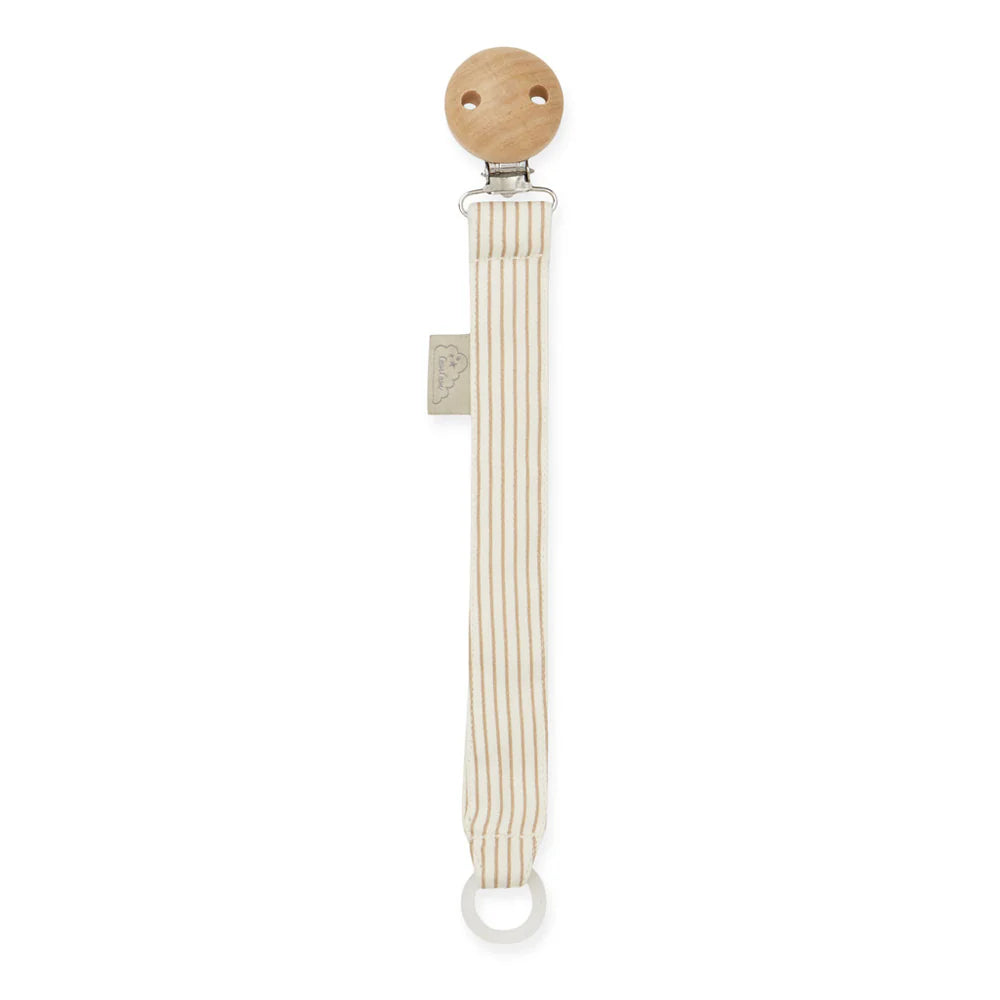 Cam Cam Copenhagen - Pacifier Holder - Classic Stripes Camel - Mabel & Fox