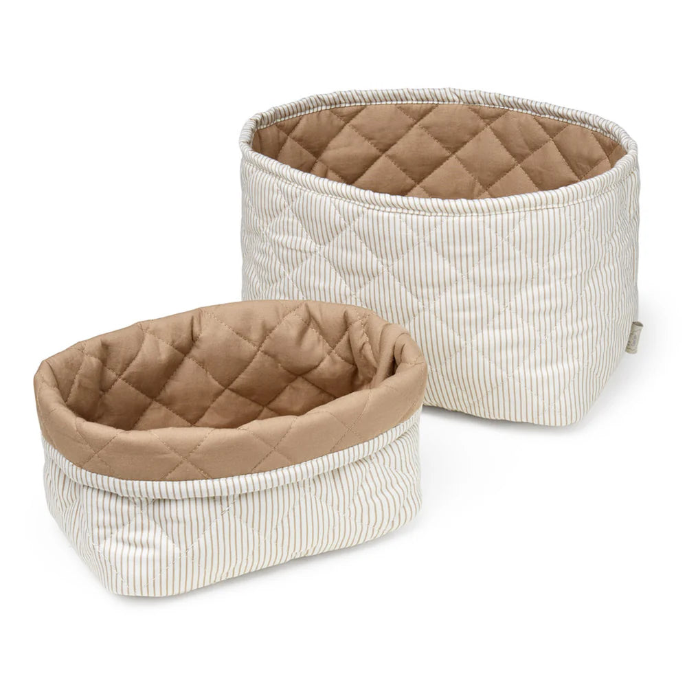 Cam Cam Copenhagen - Quilted Storage Basket - Classic Stripes / Camel ( 2 Pack ) - Mabel & Fox