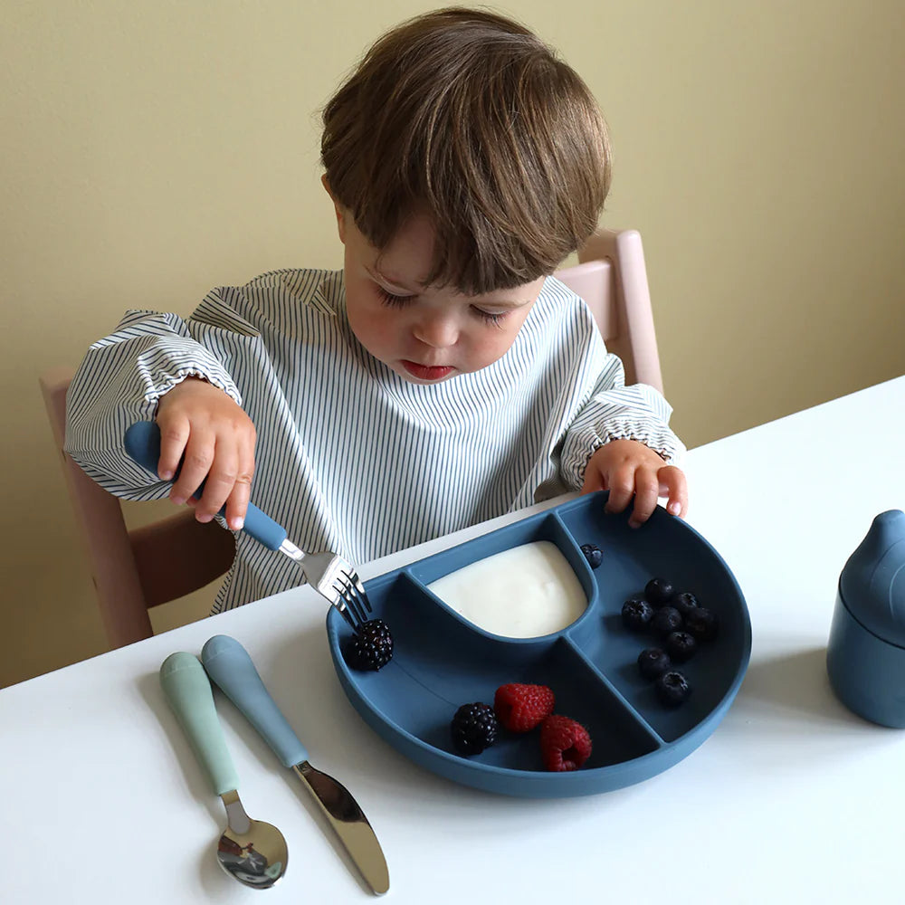 Cam Cam Copenhagen - Sleeved Bib - Classic Stripes Blue - Mabel & Fox