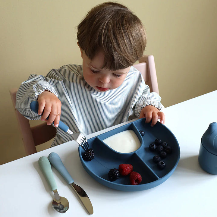 Cam Cam Copenhagen - Sleeved Bib - Classic Stripes Blue - Mabel & Fox
