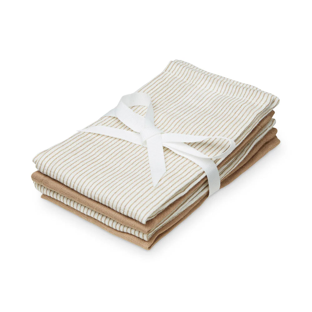 Cam Cam Copenhagen - Wash Cloth- Classic Stripes Camel (4 Pack) - Mabel & Fox