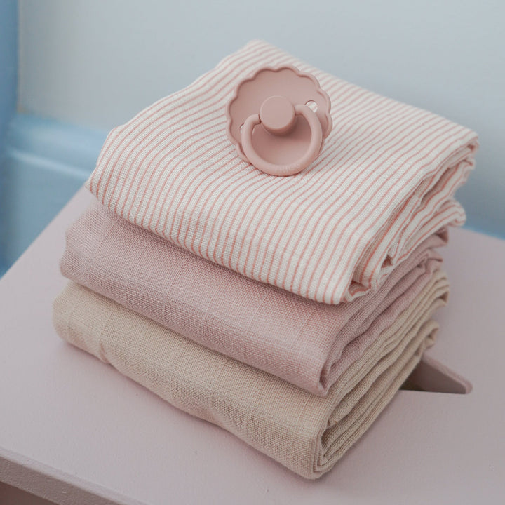 Cam Cam Copenhagen – Muslin Cloths 3-Pack – Classic Stripes Rose