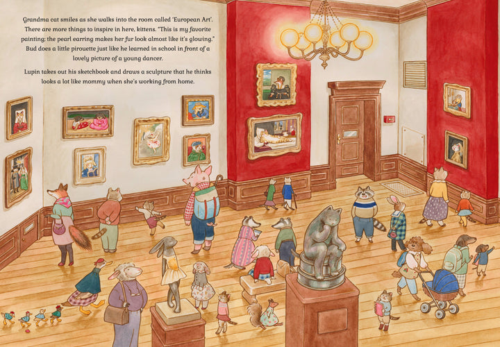 Cat Family At The Museum - Mabel & Fox