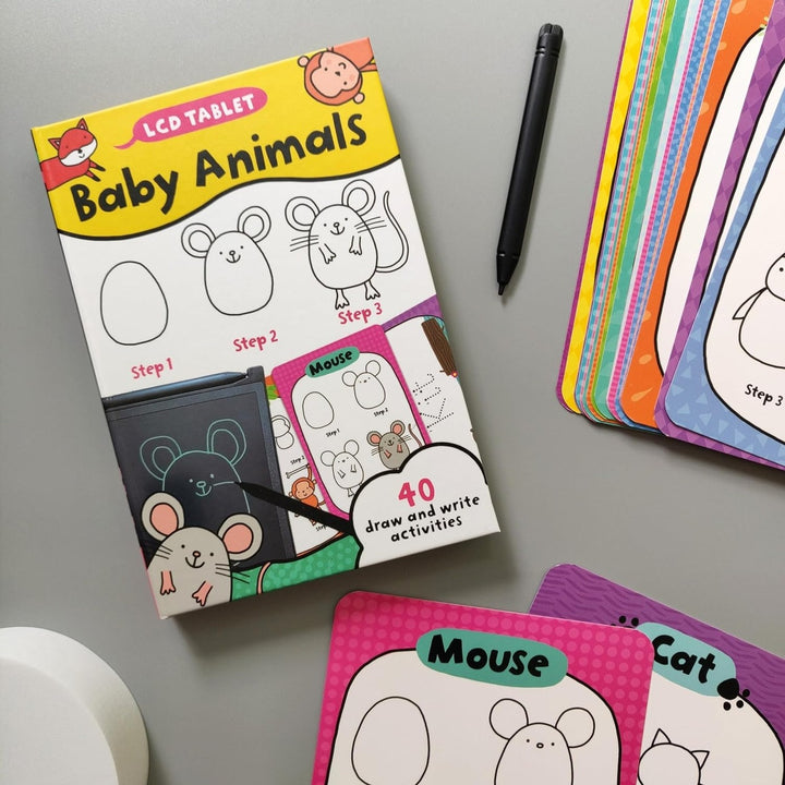 Childrens Lcd Tablet & Flashcard Set - Baby Animals - Mabel & Fox