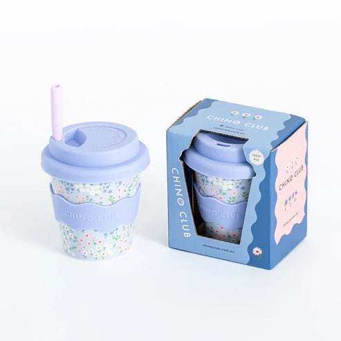 Chino Club – Babychino Cup 4oz (Straws Sold Separately) – Blue Floral - Mabel & Fox