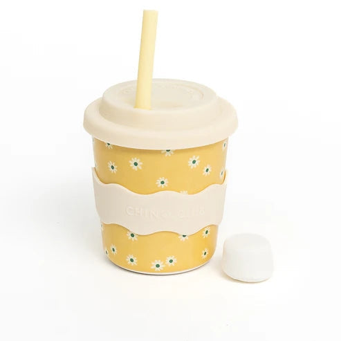 Chino Club – Chino Cup 8oz (Straw Included) – Yellow Daisy - Mabel & Fox