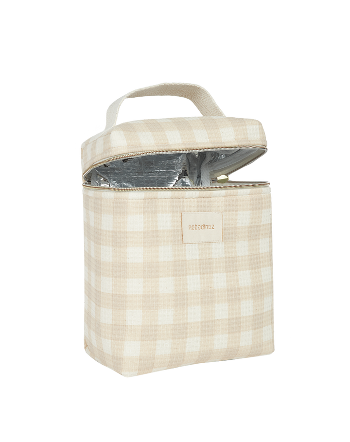 Nobodinoz-Concerto Insulated Baby Bottle And Lunch Bag- Ivory Checks