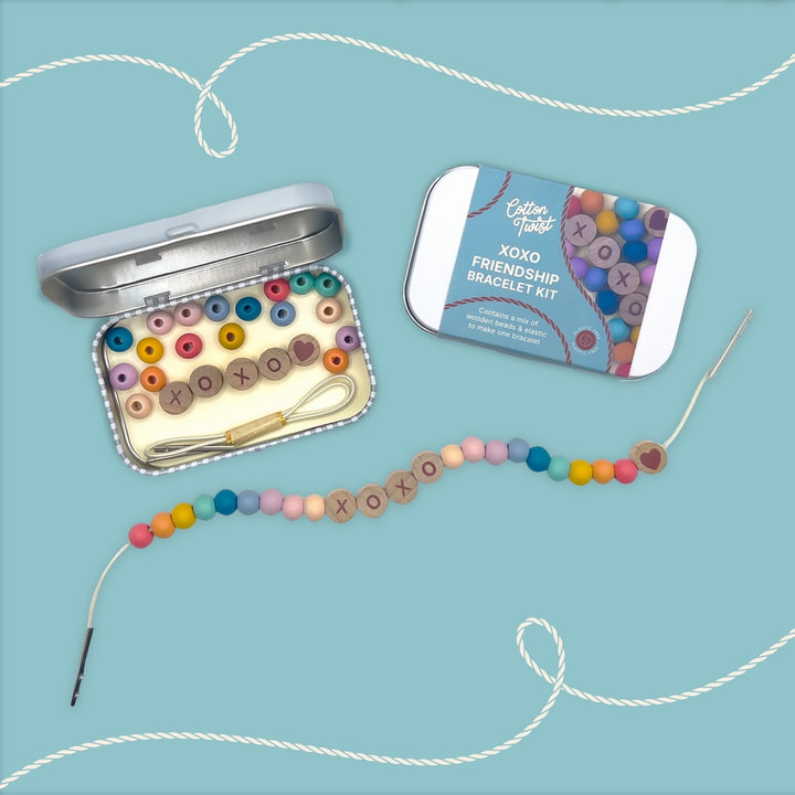 Cotton Twist – Beaded XOXO Friendship Bracelet Gift Kit - Mabel & Fox