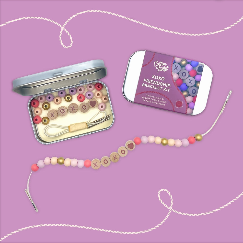 Cotton Twist – Beaded XOXO Friendship Bracelet Gift Kit - Mabel & Fox