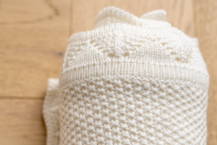 Mabel & Fox - Knitted Baby Blanket - White - Mabel & Fox