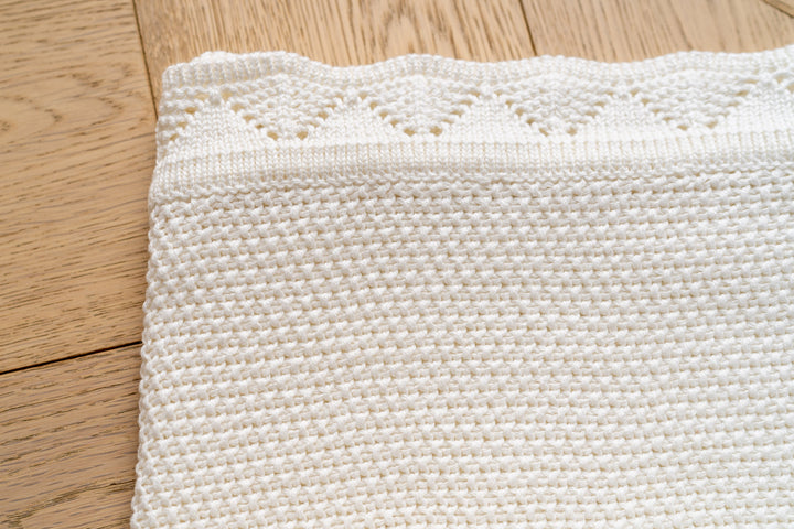 Mabel & Fox - Knitted Baby Blanket - White - Mabel & Fox