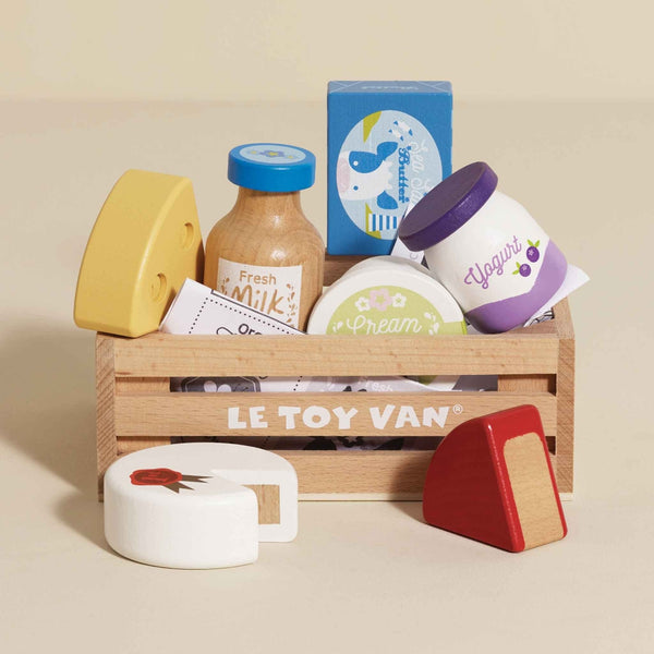 Le Toy Van – Wooden Market Crate – Cheese & Dairy - Mabel & Fox