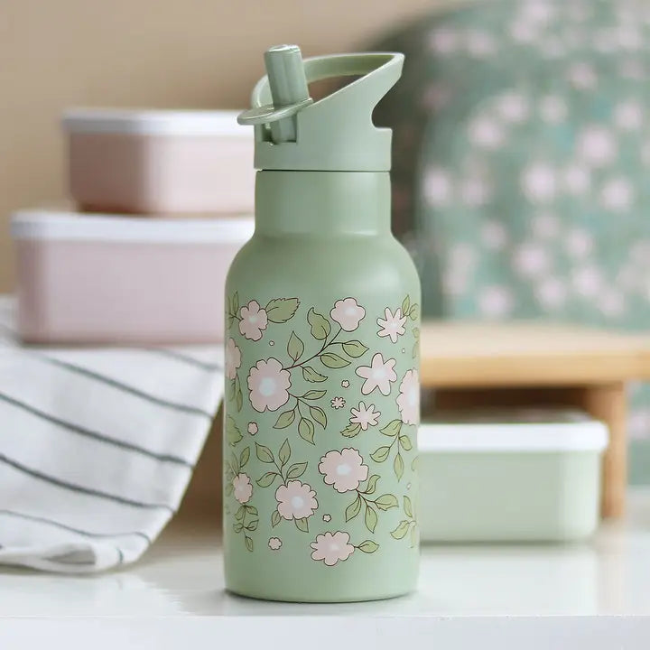 A Little Lovely Company - Stainless Steel Drink Bottle - Blossoms Sage