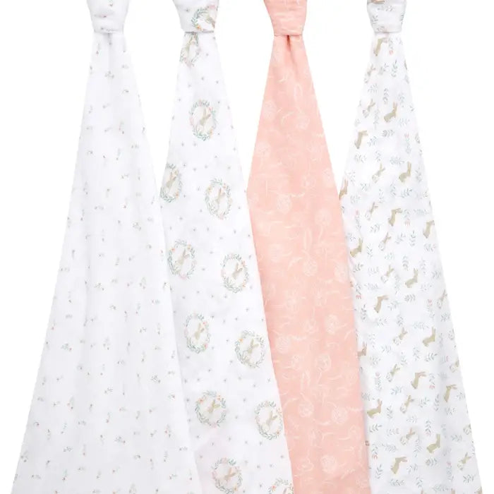 Aden + Anais - Muslin Swaddle Blankets - Blushing Bunnies (4 Pack)