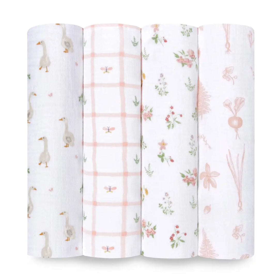 Aden Anais Muslin Swaddle Blankets Country Floral 4 Pack