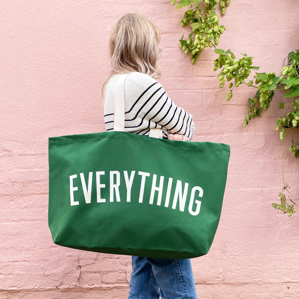 Alphabet Bags Everything Oversized Canvas Tote Bags | Natural & Pink