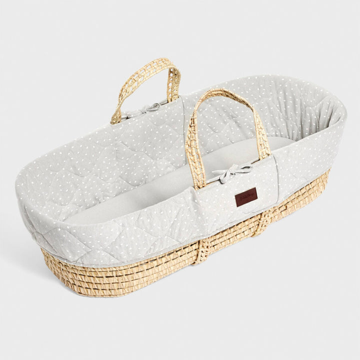 The Little Green Sheep - Moses Basket, Mattress & Stand - Quilted Dove Rice