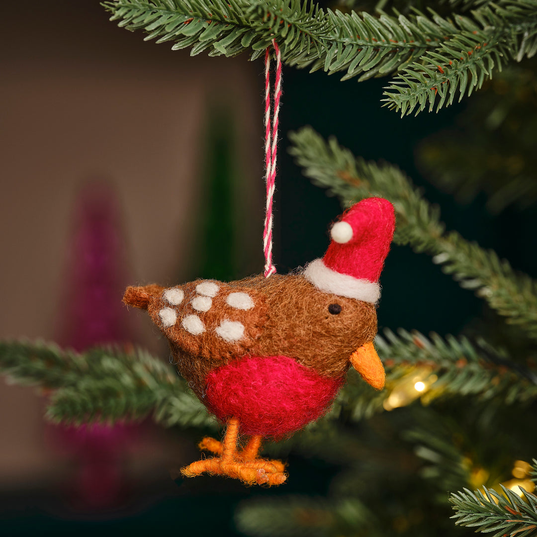 Ginger Ray - Christmas Tree Decoration - Felt Festive Robin - Mabel & Fox
