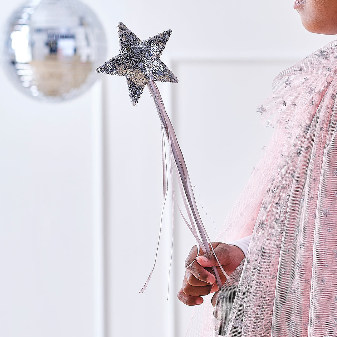 Ginger Ray - Pink & Silver Sequin Star Wand