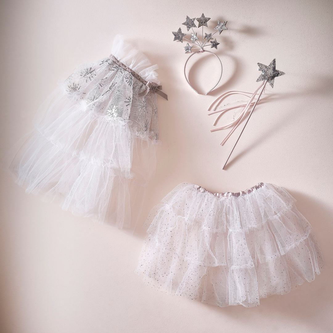 Ginger Ray - White & Silver Sparkle Fairy Princess Costume Tutu