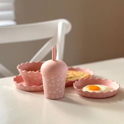 Chino Club – Mini Toddler Smoothie Cup & Straw 200ml – Pink Daisy - Mabel & Fox