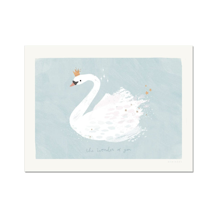 Minibeau - Art Print - The Wonder of You Swan - Soft Blue