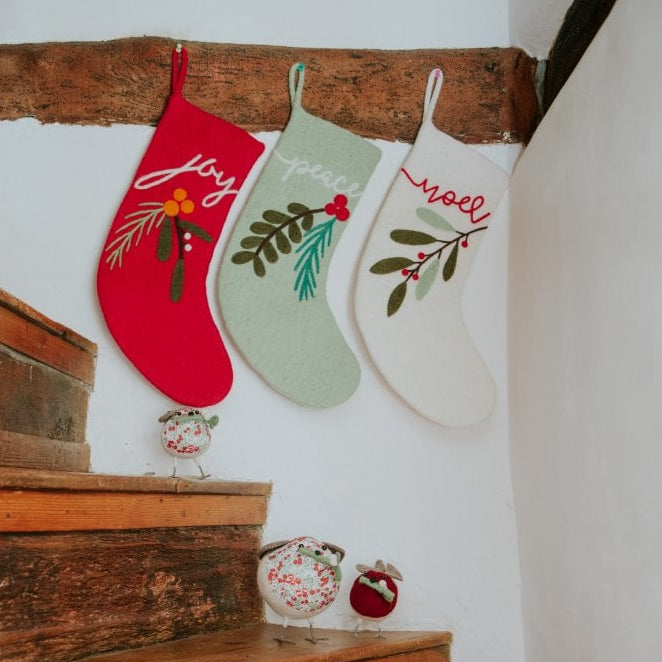 Fiona Walker - Felt Stocking - Peace (Green) - Mabel & Fox