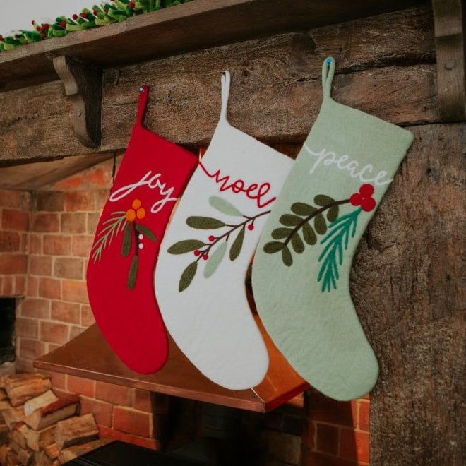 Fiona Walker - Felt Stocking - Peace (Green) - Mabel & Fox