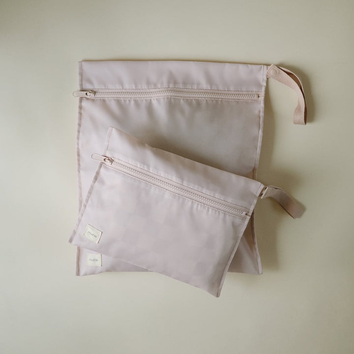 Mushie- Water Resistant Wet Bag - Blush ( 2 Pack ) - Mabel & Fox