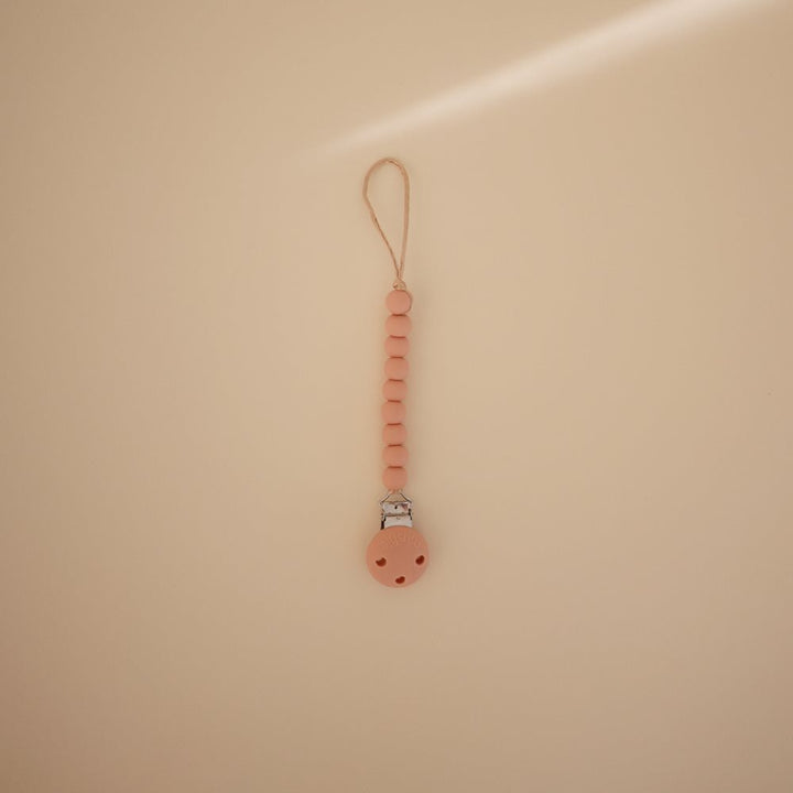 Mushie - Silicone Pacifier Clip - Hera Powder Pink