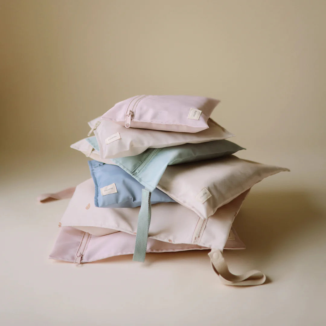 Mushie- Water Resistant Wet Bag - Blush ( 2 Pack ) - Mabel & Fox