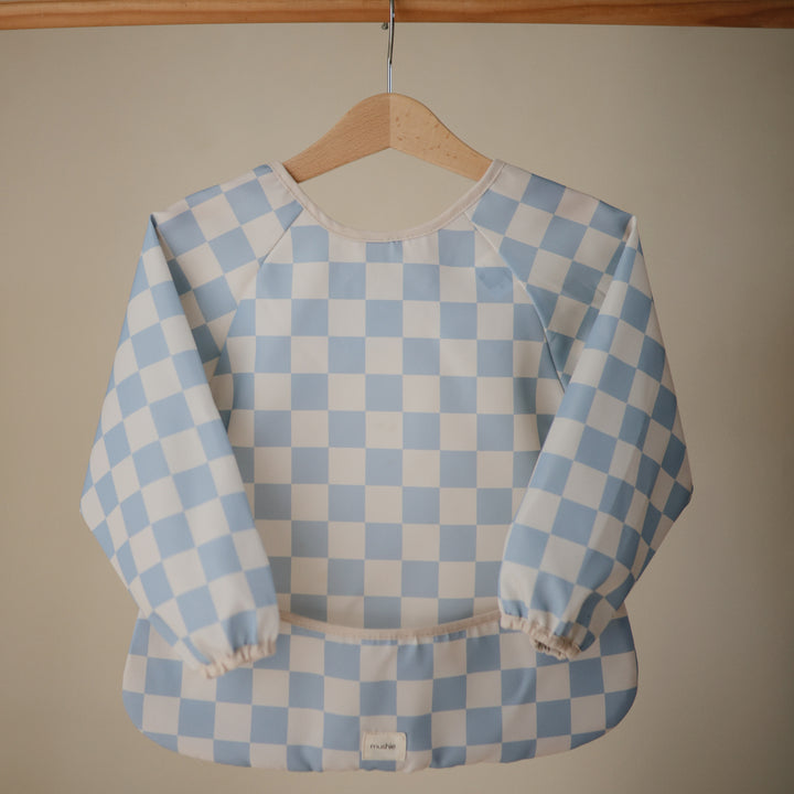 Mushie - Long Sleeve Bib - Blue Check