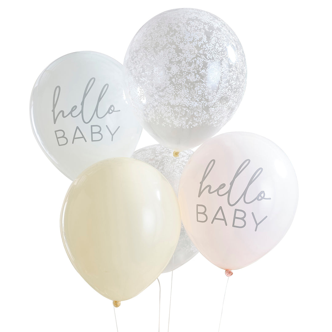 Ginger Ray - Hello Baby Floral - Balloons (5 Pack)