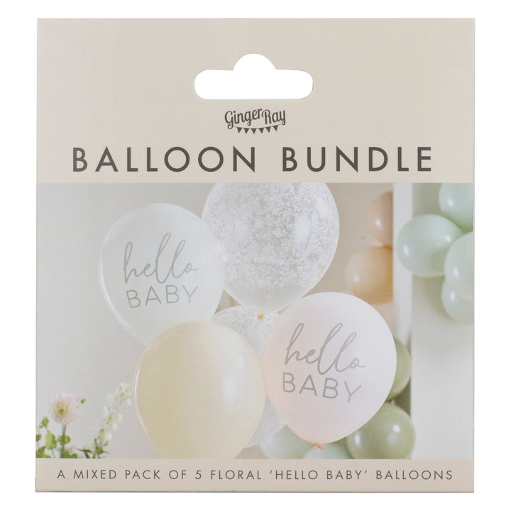 Ginger Ray - Hello Baby Floral - Balloons (5 Pack)