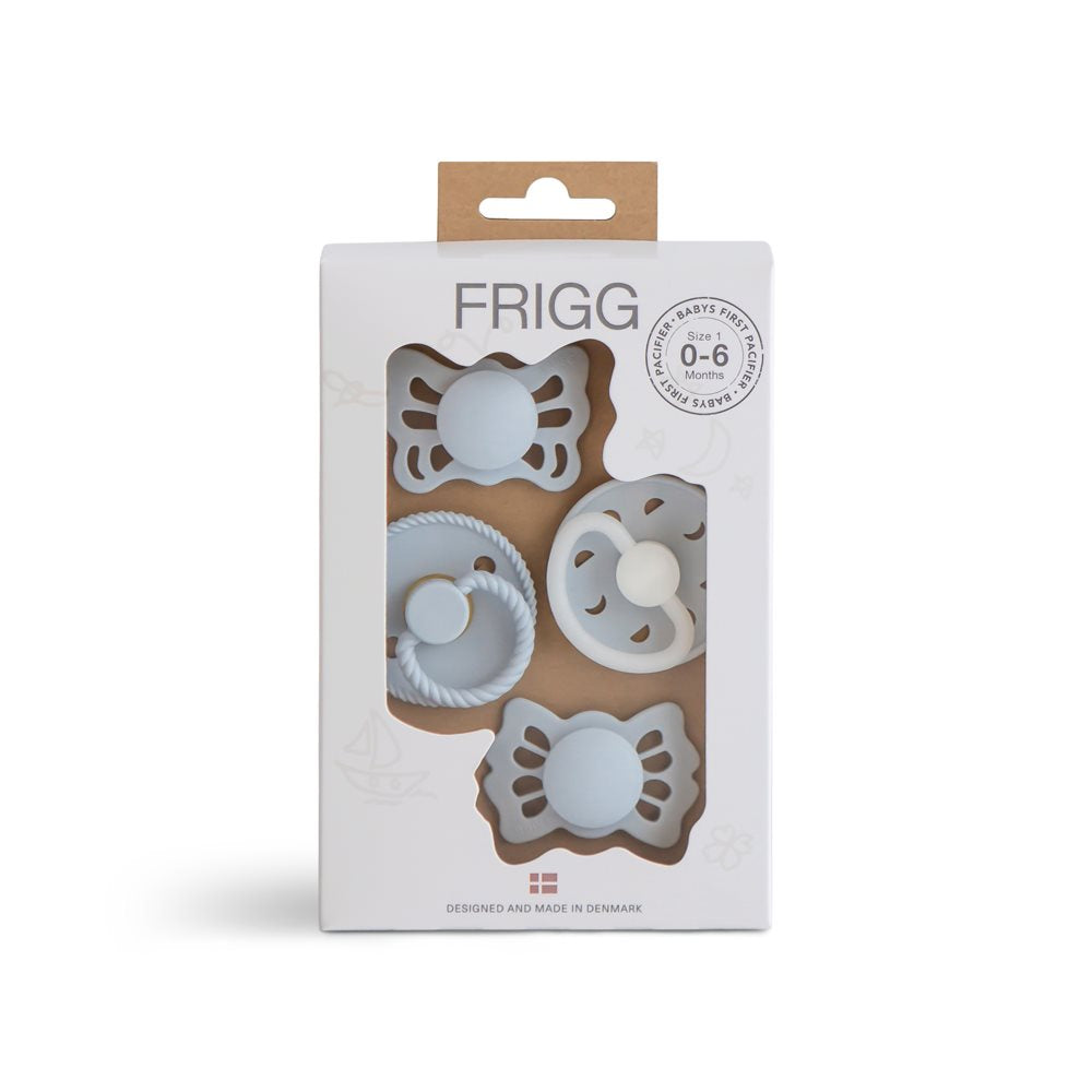 FRIGG - First Pacifier - Moonlight Sailing - Powder Blue (4 Pack) - Mabel & Fox