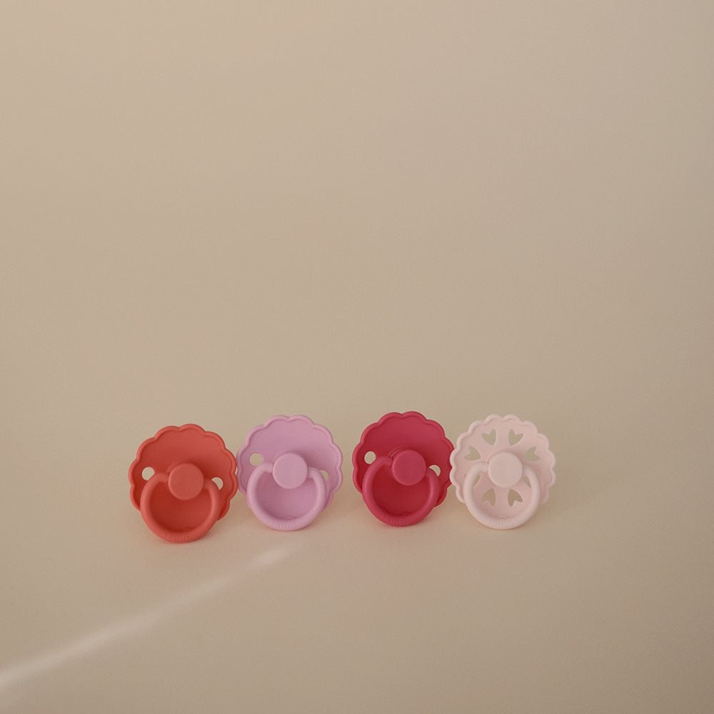 FRIGG - Pacifier - Rosy Romance - Size 1 (4 Pack) - Mabel & Fox